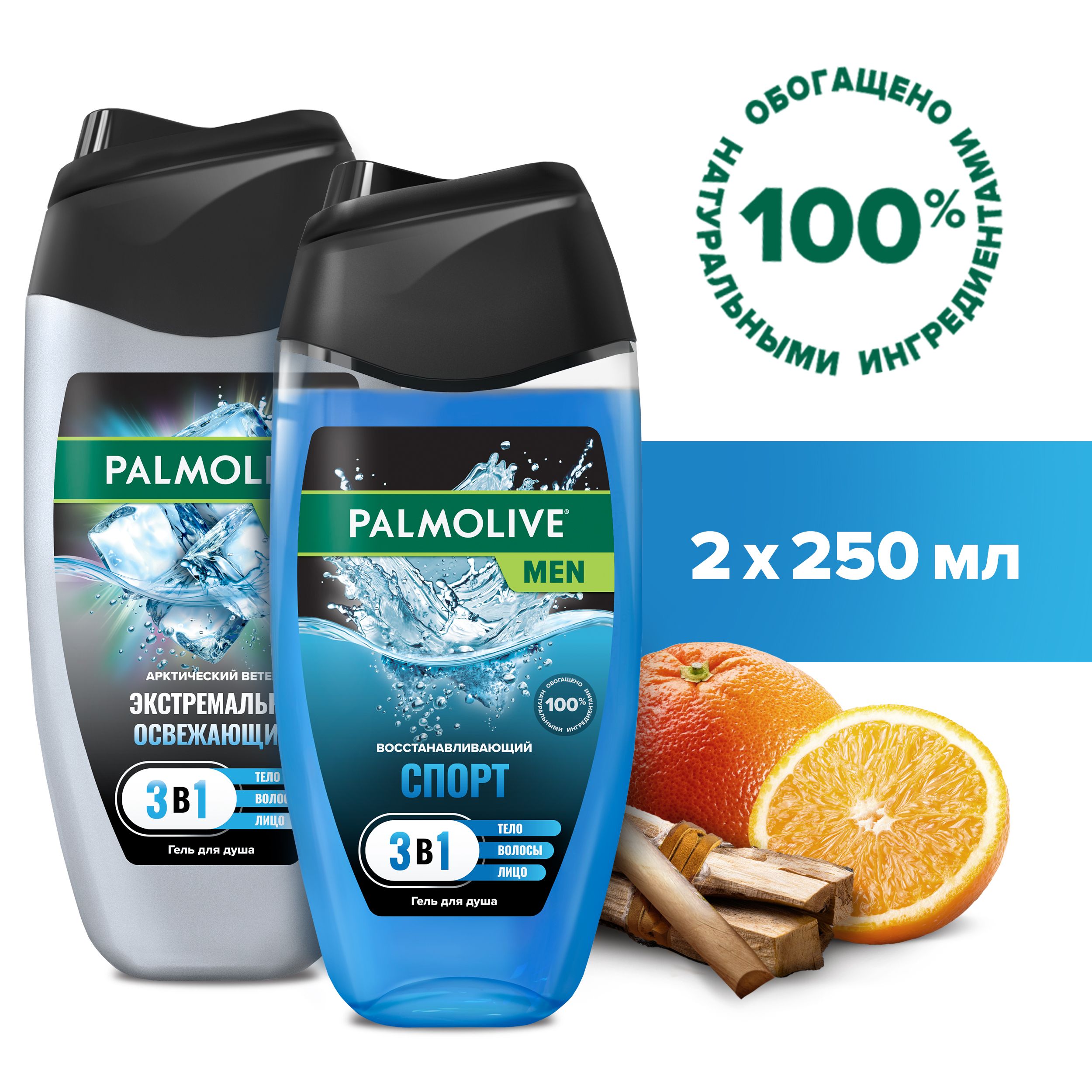 Гель для душа Palmolive MEN Спорт Восстанавливающий, 250 мл и Арктический ветер Освежающий, 250 мл