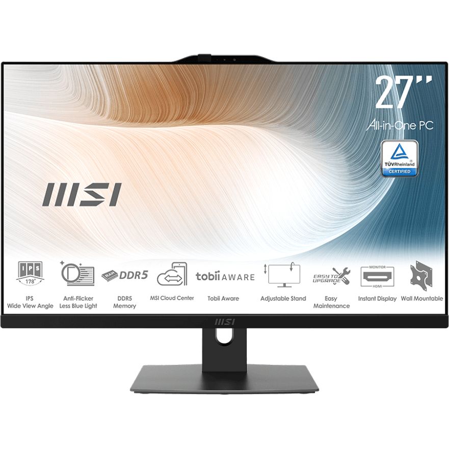 MSI27"МоноблокModernAM272P1M(IntelCore7150U,RAM16ГБ,SSD64ГБ,IntelIrisXeGraphics,БезОС),9S6-AF8231-679,черный