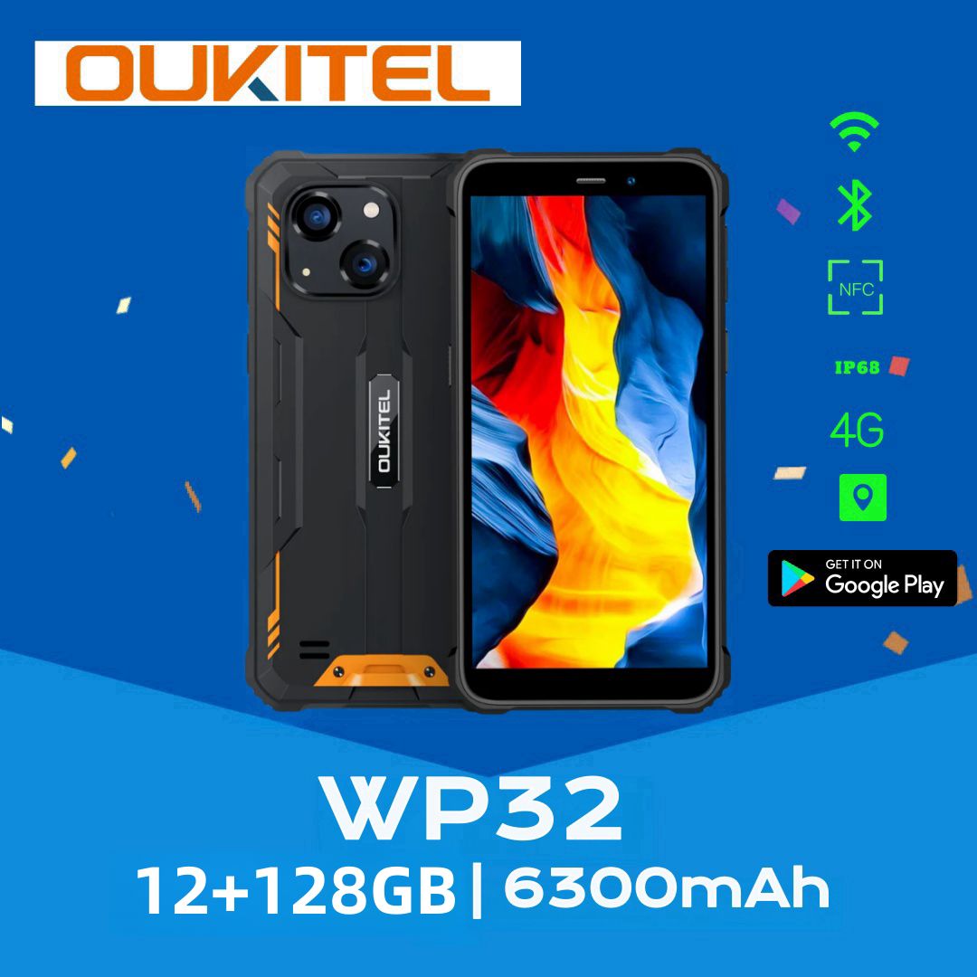 OukitelСмартфонWP32МироваяверсияподдерживаетрусскоязычныесистемыGlobal,ПоддержкаGooglePlayEU12/128ГБ,оранжевый