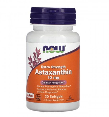 Астаксантин 10 мг 30 софтгелей / NOW Astaxanthin 10 mg 30 softgels