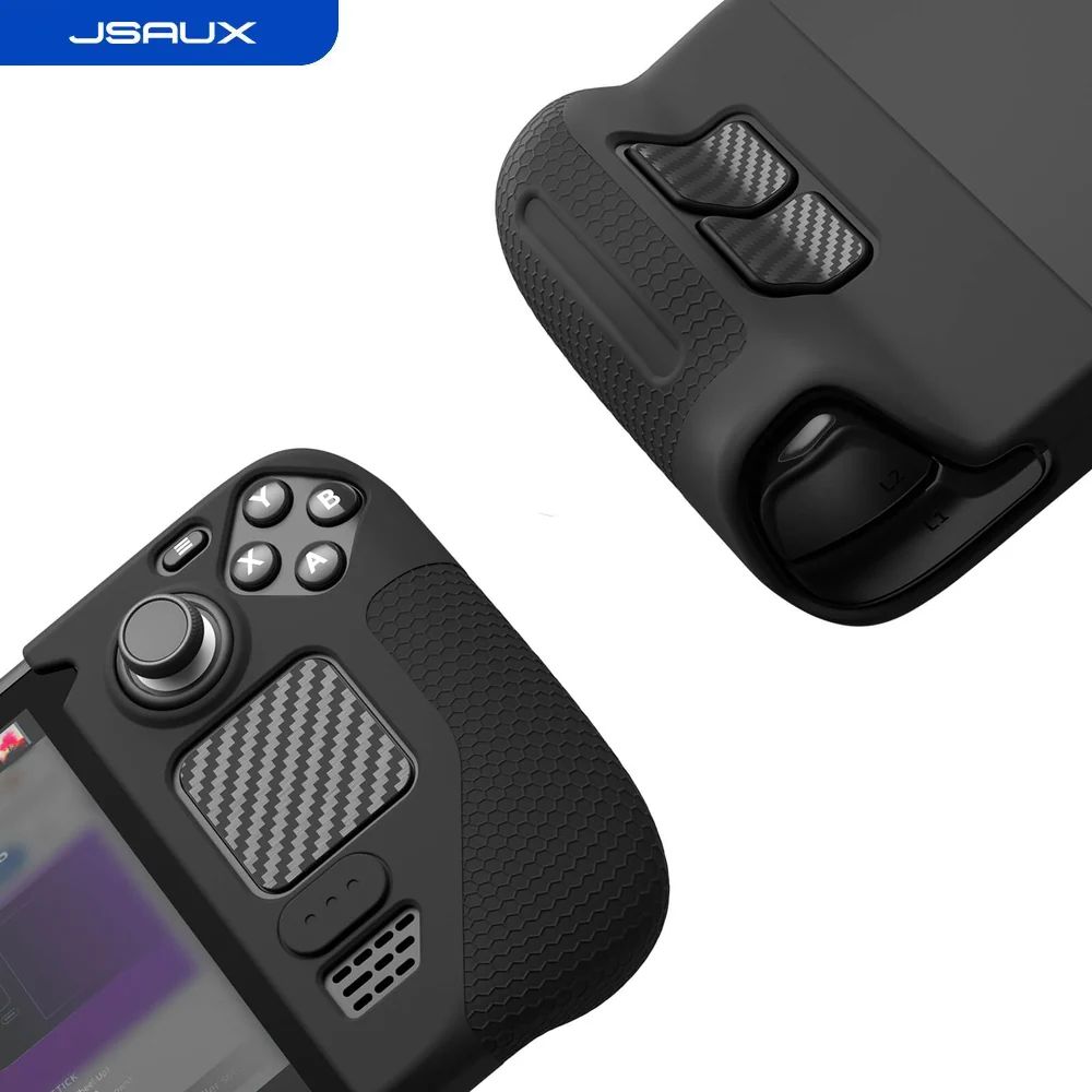 Силиконовый чехол (грипы) JSAUX для рукояток Steam Deck LCD/OLED (чёрный) - GP0016