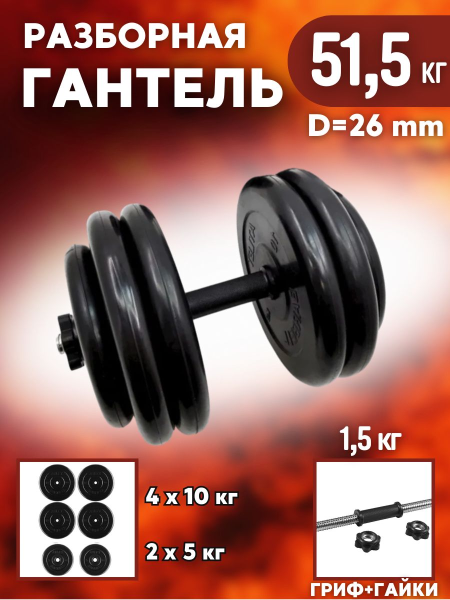 Гантель MB BARBELL Atlet, разборная, 51.5 кг, 1 шт