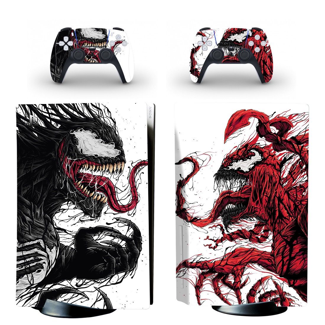 Наклейка PS5 Venom 2 виниловая защитная на игровую консоль PlayStation 5 Disk Edition полный комплект