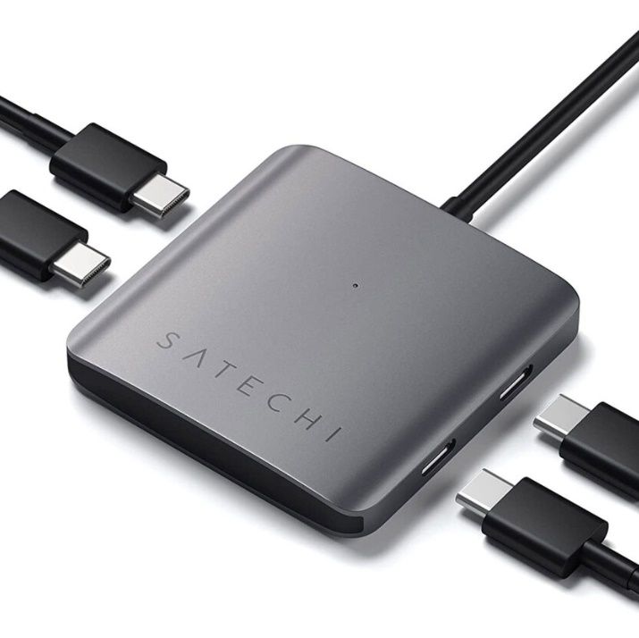 Адаптер, 4-портовый концентратор Satechi Aluminum Type-C 4-Port Hub Space Gray (ST-UC4PHM)