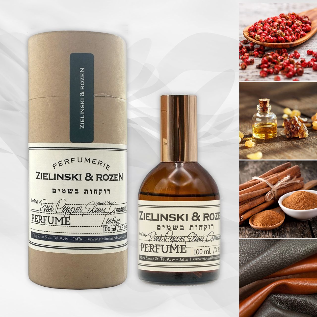 ДухиZielinski&RozenPinkPepper,Elemi,Cinnamon,Leather(ЗелинскиРозенРозовыйперец,Элеми,Корица,Кожа)100мл