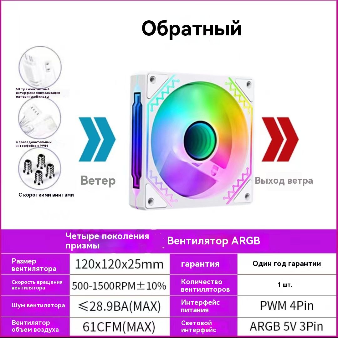 Вентилятордлякорпуса-ARGB-120MM-Вдув-белое,3PCS