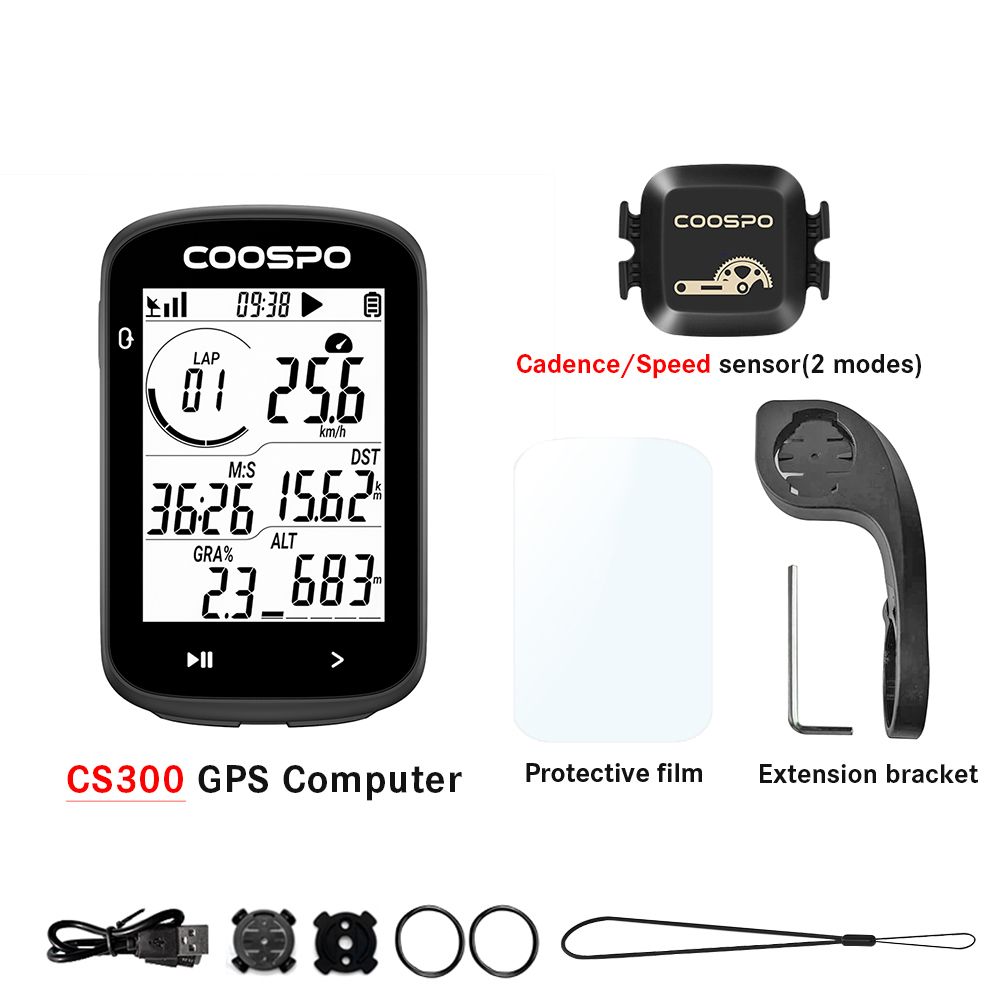 Coospo CS300 Велосипедный компьютер IPX7 Водонепроницаемый GPS 2.6 дюймовый жидкокристаллический дисплей Bluetooth ANT + Велосипедный спидометр