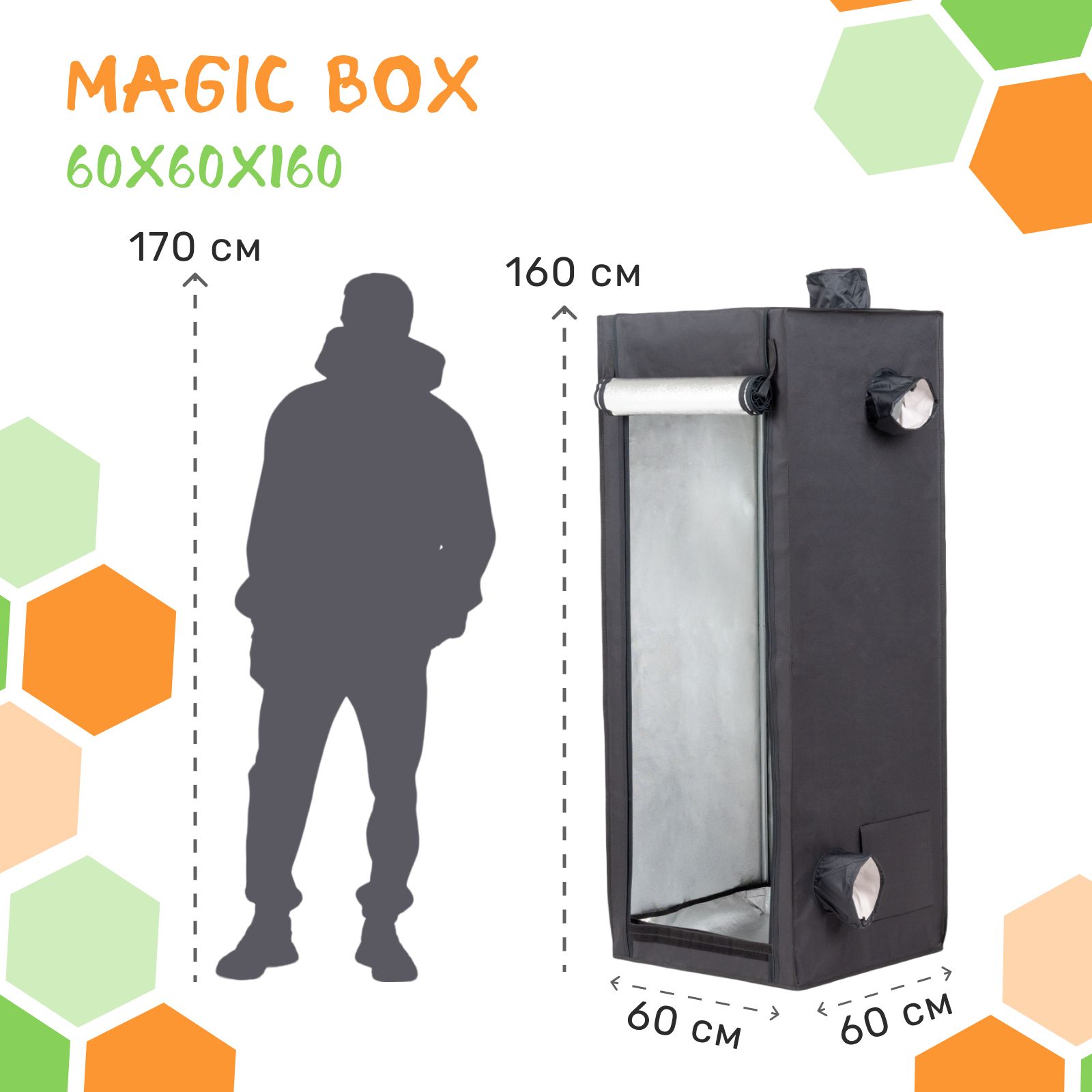 Гроутент (гроубокс, мини-тепличка) Magic Box 60x60x160 см для выращивания растений