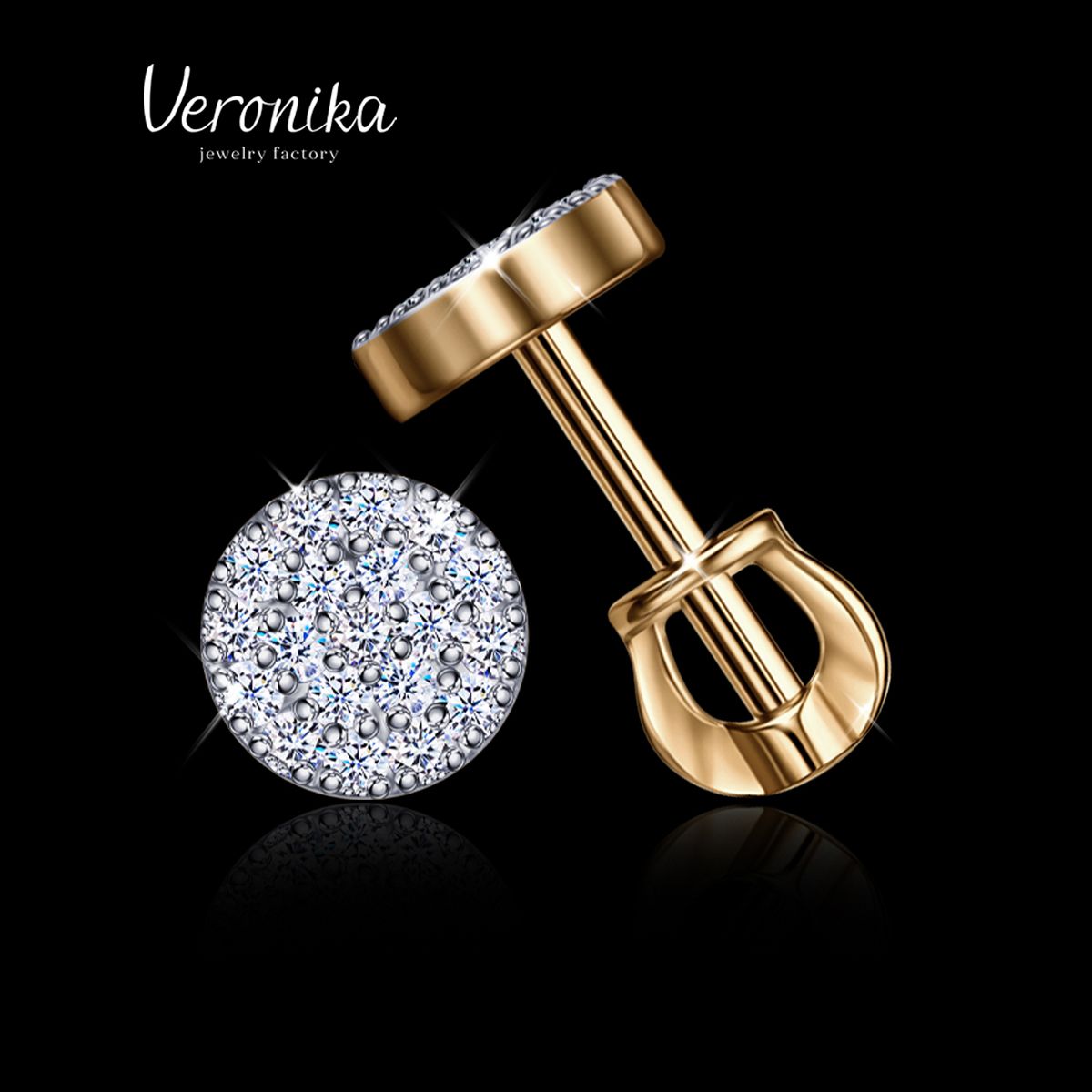 Veronika jewelry factory Серьги женские серебро 925 пробы пусеты гвоздики