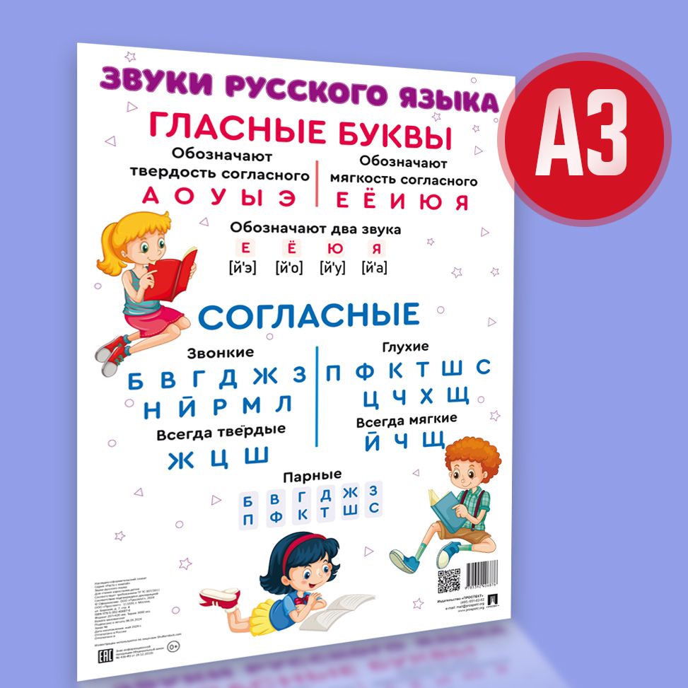 Плакат А3 "Звуки русского языка".