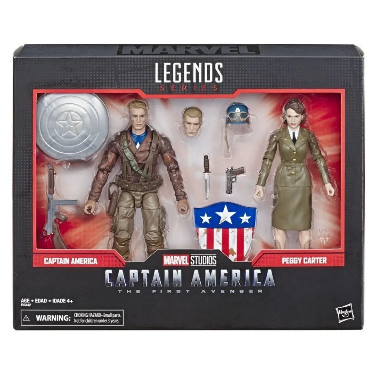 фигуркиHasbroMarvelLegendsSeriesAvengers80thAnniversaryActionFiguresCaptainAmerica&PeggyCarter-16cm;Марвелфигурки