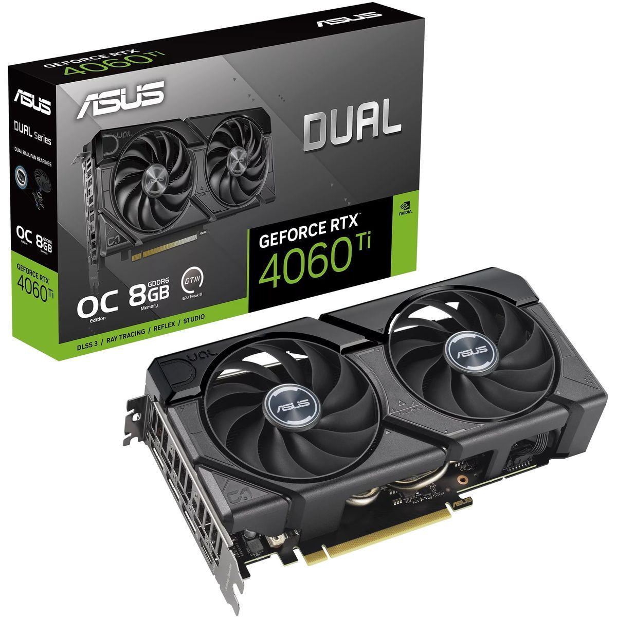 ASUS Видеокарта GeForce RTX 4060 Ti DUAL-RTX4060TI-O8G-EVO 8 ГБ (90YV0J49-M0NA00)