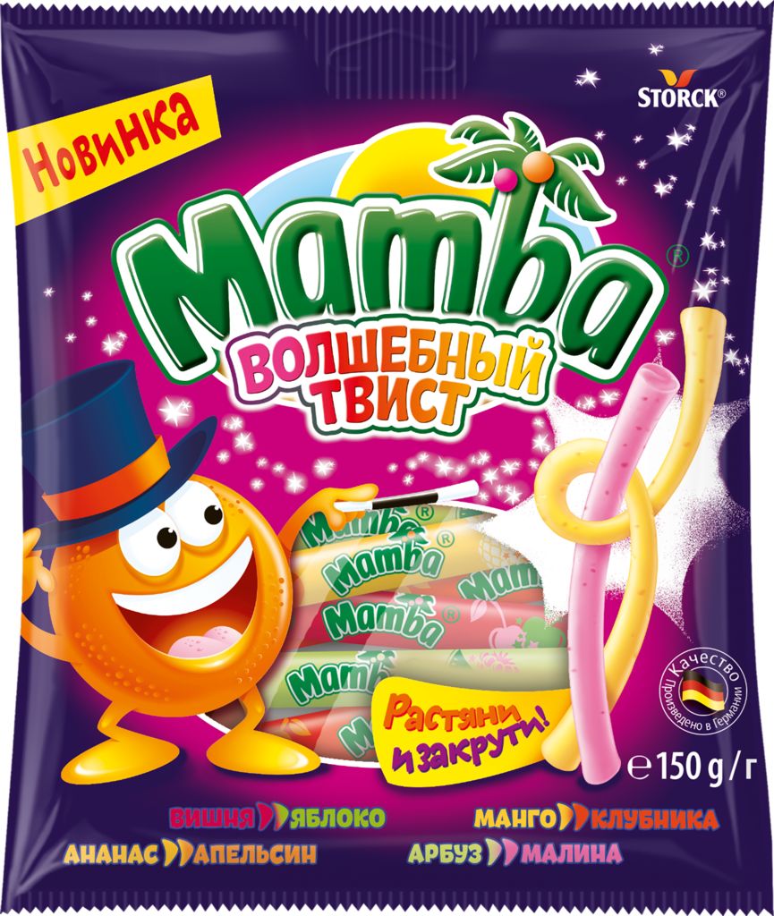 Конфеты жевательные MAMBA Волшебный твист ассорти, 150г