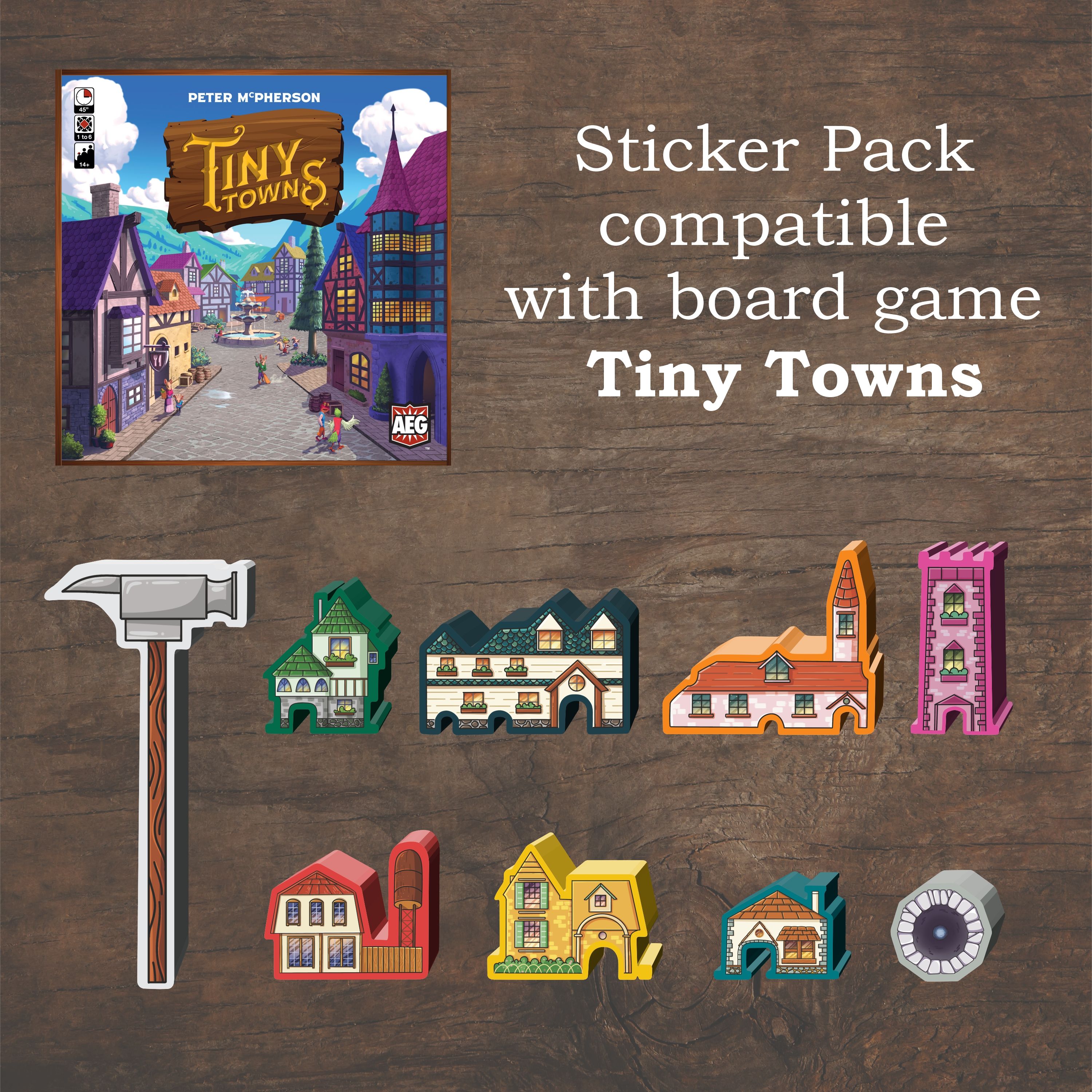 Стикерпак для настольной игры Tiny Towns (Крошечные города)