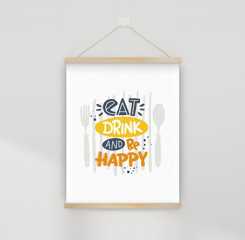 Панно декоративное подвесное "EAT, DRINK and BE HAPPY" 20х30 см.