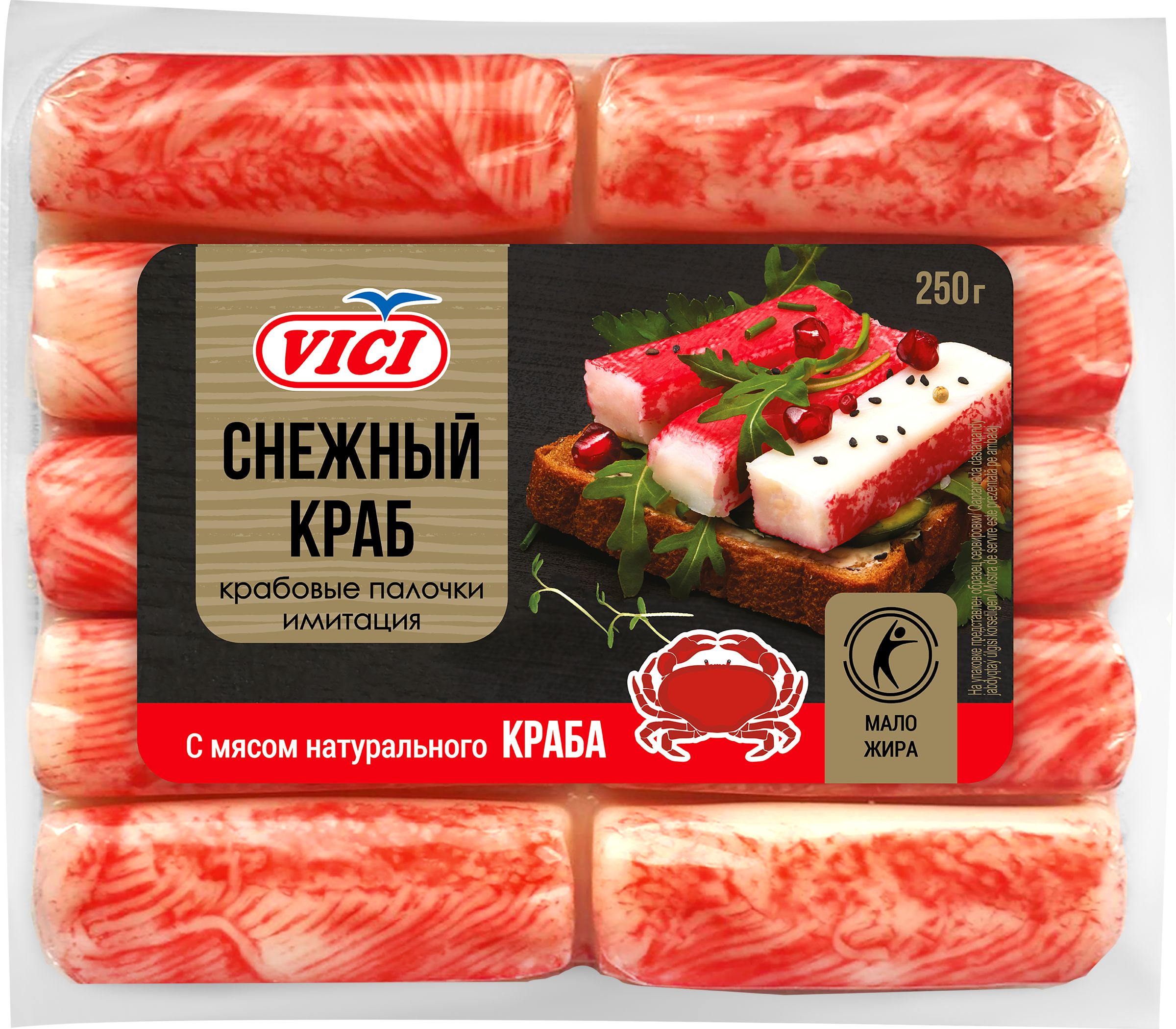 Крабовые палочки VICI с мясом натурального краба (имитация из сурими) охлажденные, 250г