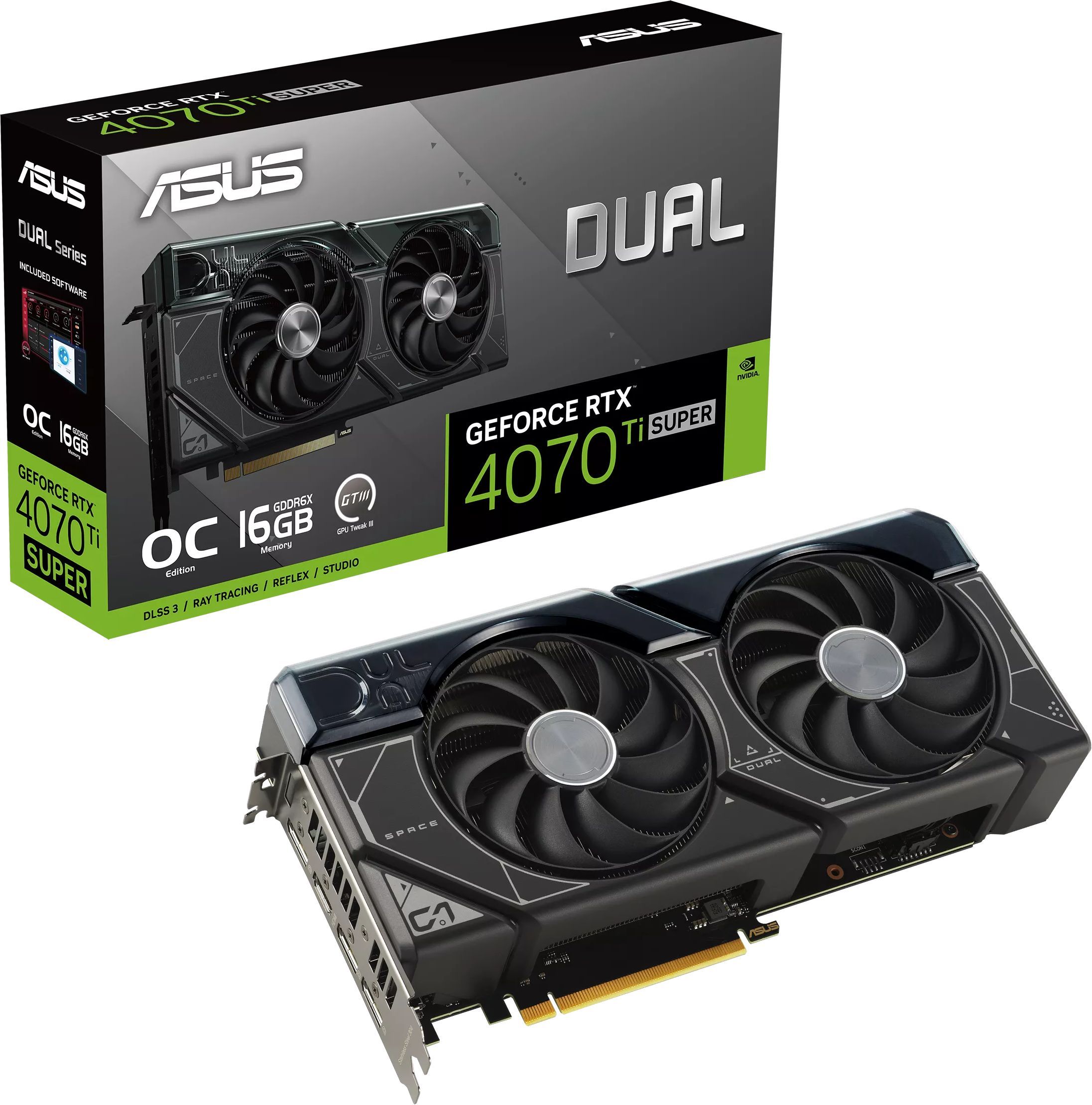 ASUS Видеокарта GeForce RTX 4070 Ti SUPER DUAL-RTX4070TIS-O16G 16 ГБ (DUAL-RTX4070TIS-O16G)