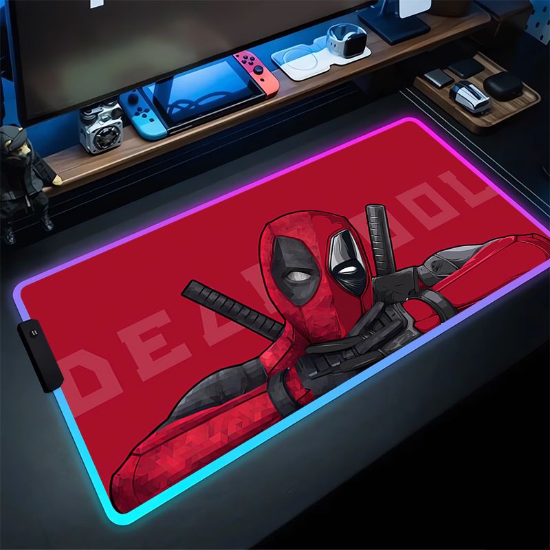 Deadpool Игровой коврик для мыши Светящийся коврик для мыши, XXL, серый, черный