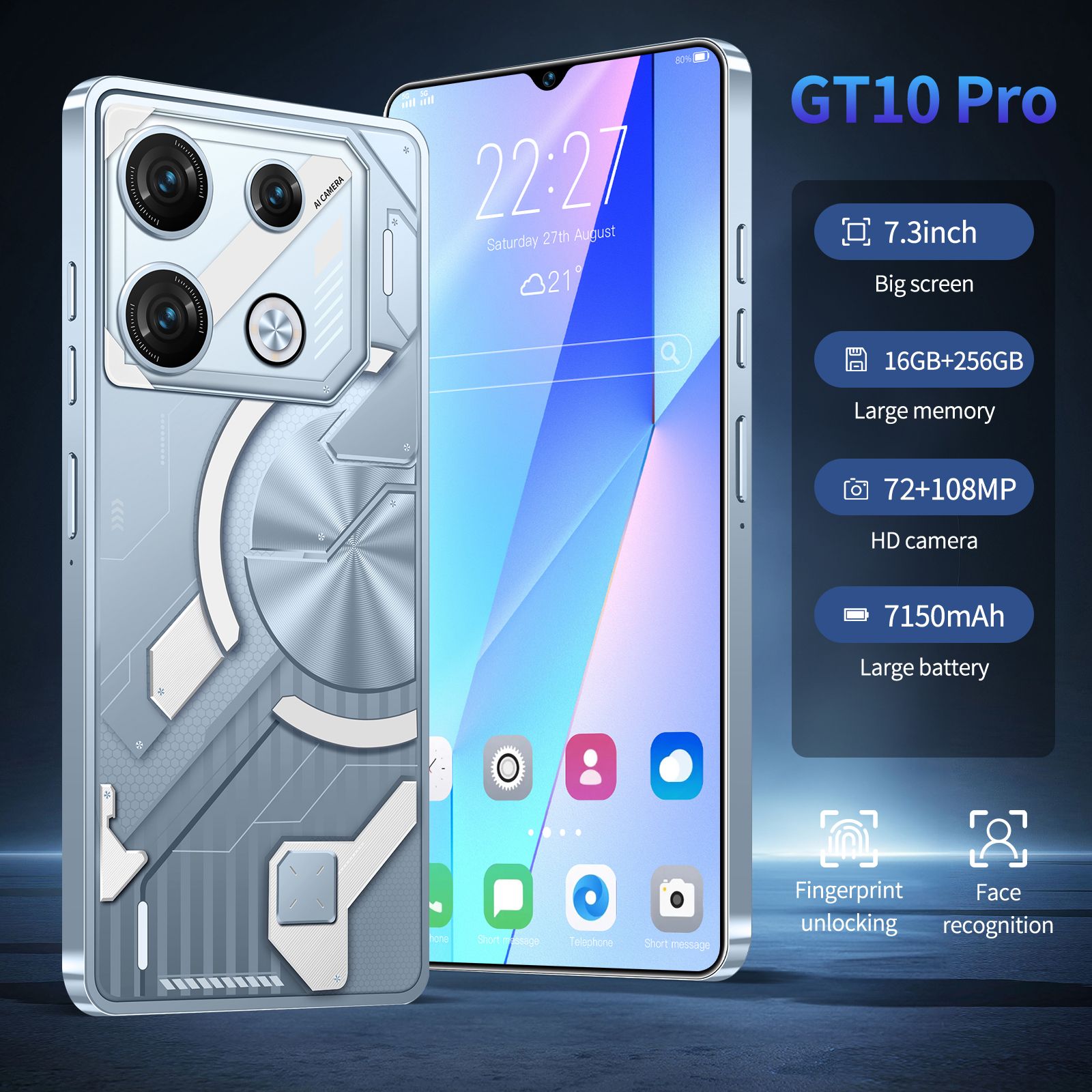 СмартфонGT10Pro256ГБ,серебристый