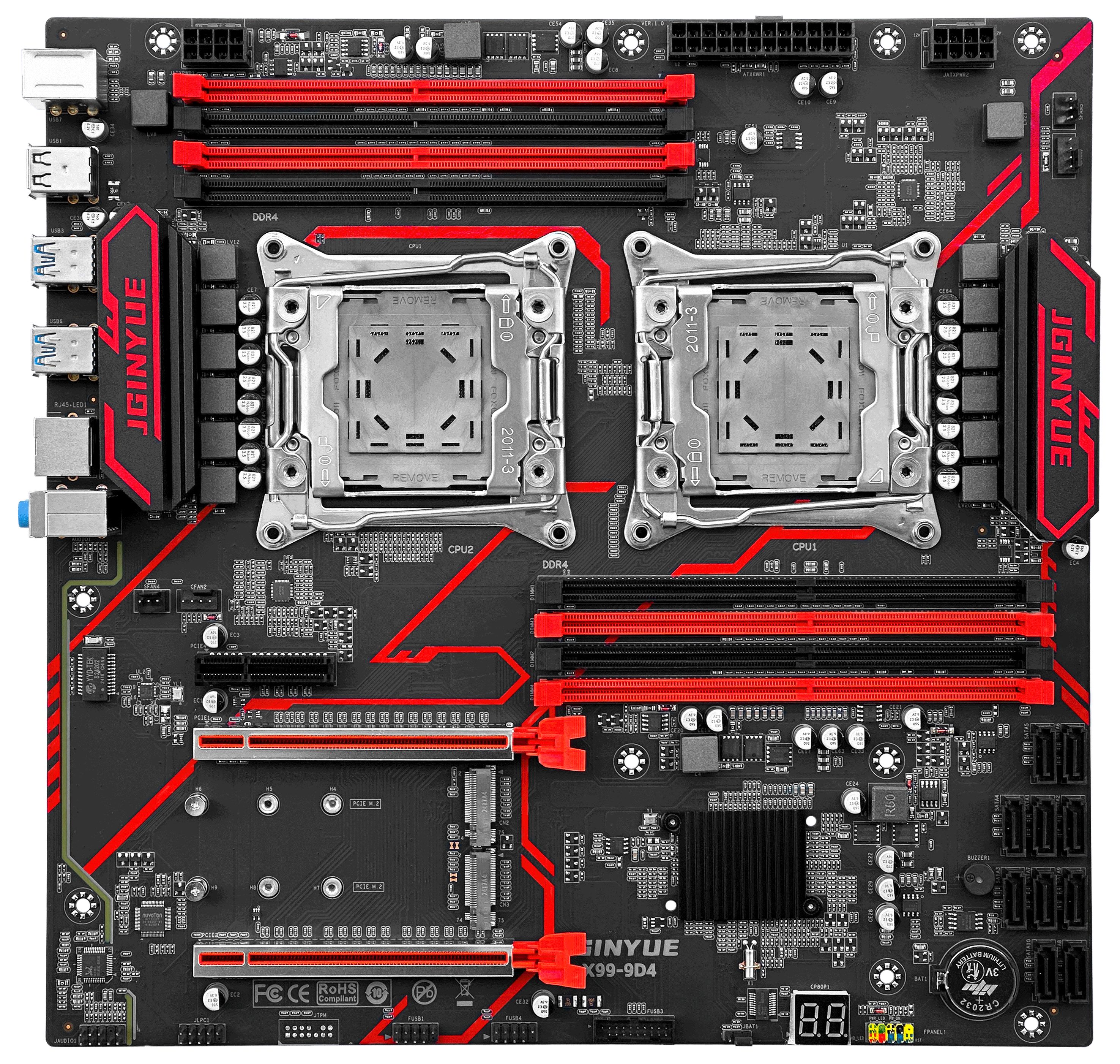 JGINYUE Материнская плата двухпроцессорная X99 9D4