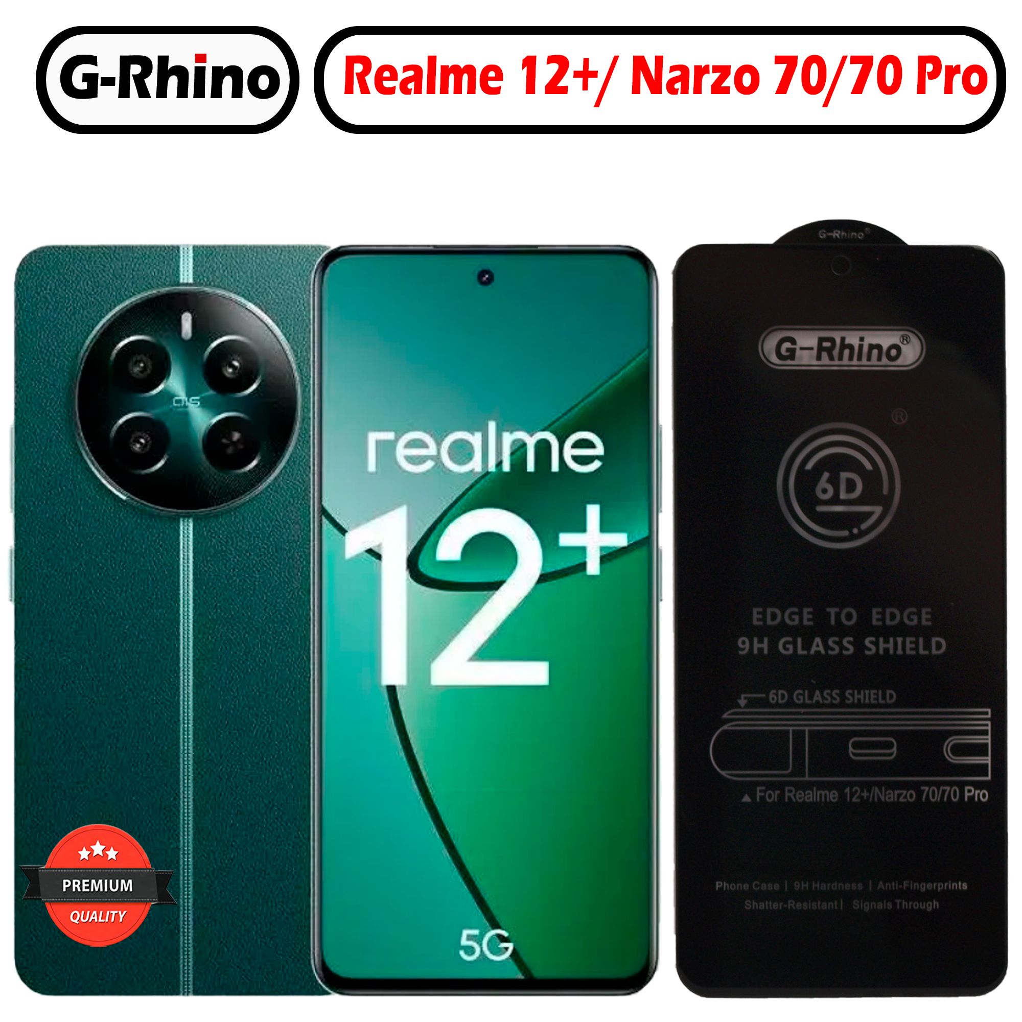 ЗащитноестеклоG-RhinoдляRealme12+иNarzo70,70Pro