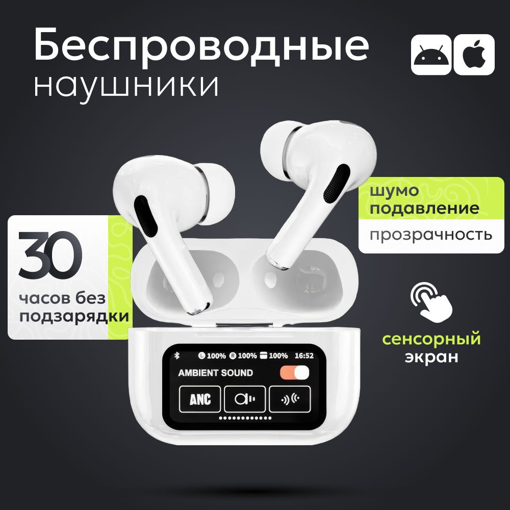 НаушникибеспроводныесшумоподавлениеммикрофономиэкраномANCBluetooth