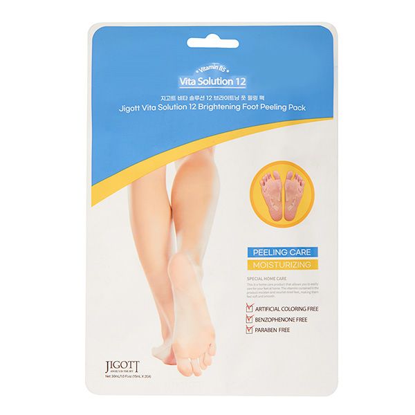 Jigott Vita Solution 12 Brightening Foot Peeling Pack Очищающая маска-носочки для ног 2*15мл