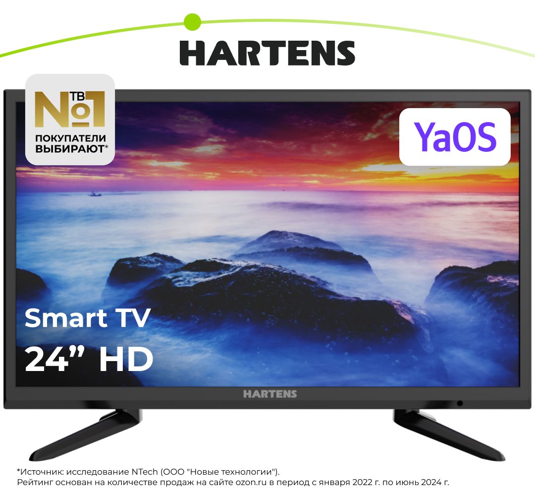 Hartens Телевизор HTY-24HDR06B-S2 24" HD, серый металлик