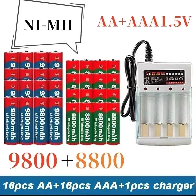 2024НовыеаккумуляторыAAAAAAAAпродаютсяворигинальномвиде,1.5AA9800MAH16PCS+AA8800MAH16PCS+1Зарядноеустройство