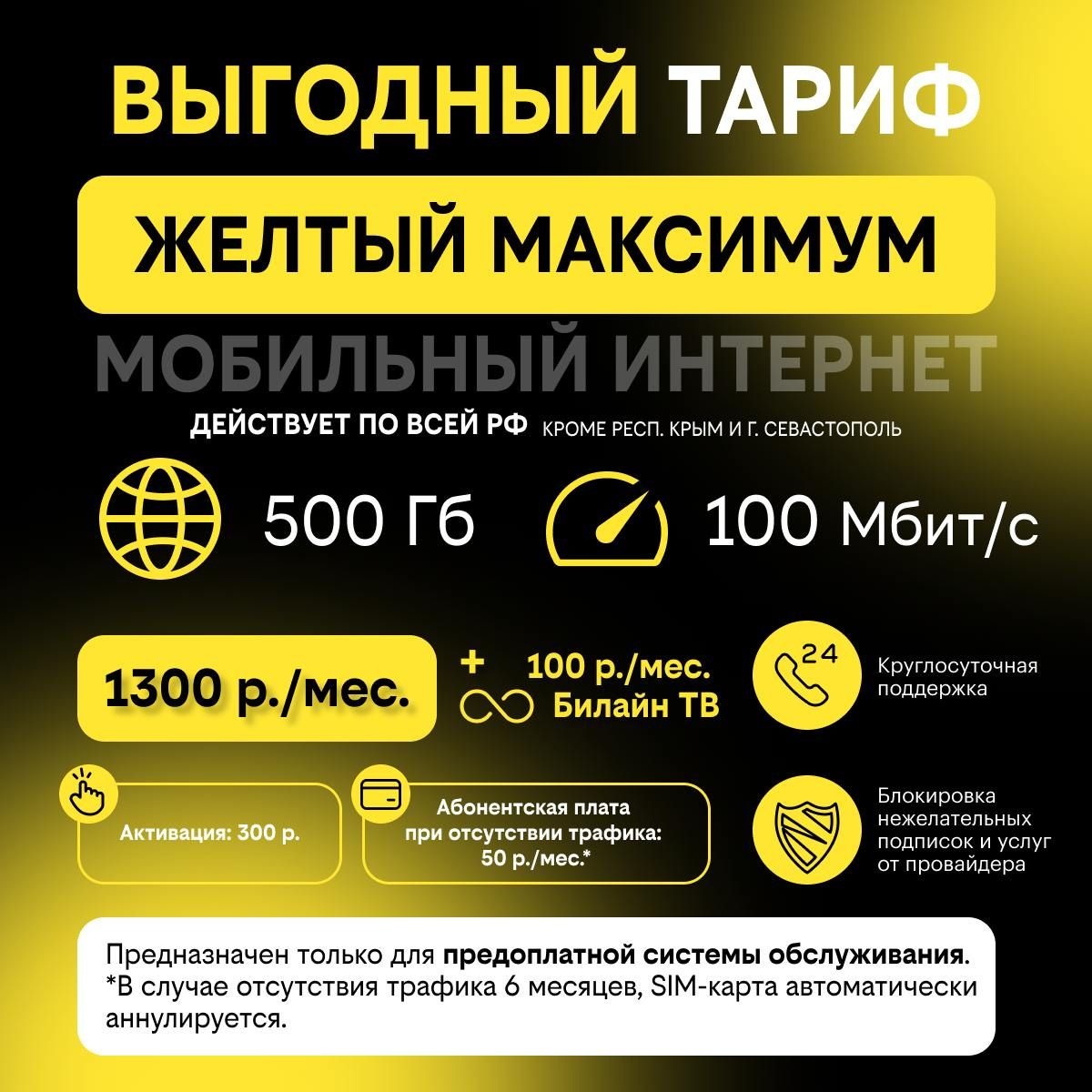 SIM-картаSIMMODEM500Y(ВсяРоссия)