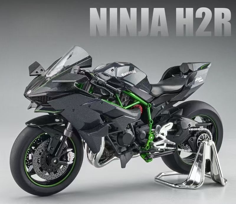 Игрушечный модель мотоцикла / 1: 9kawasaki H2R / Звук выхлопа + Амортизирующий + Передние и задние фонари + Детали из сплава