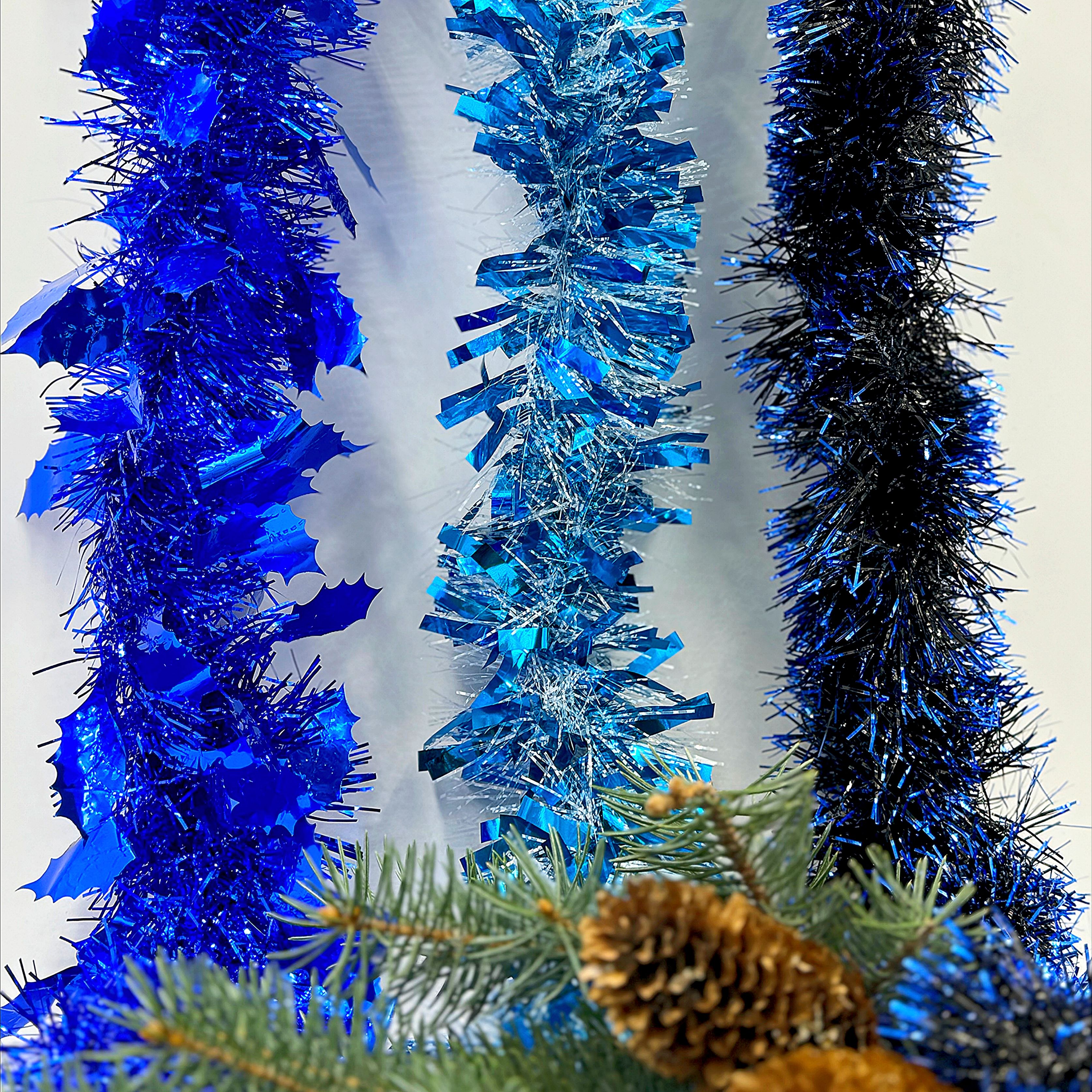 Мишура, Сине-голубой, 200 см, 3 шт.