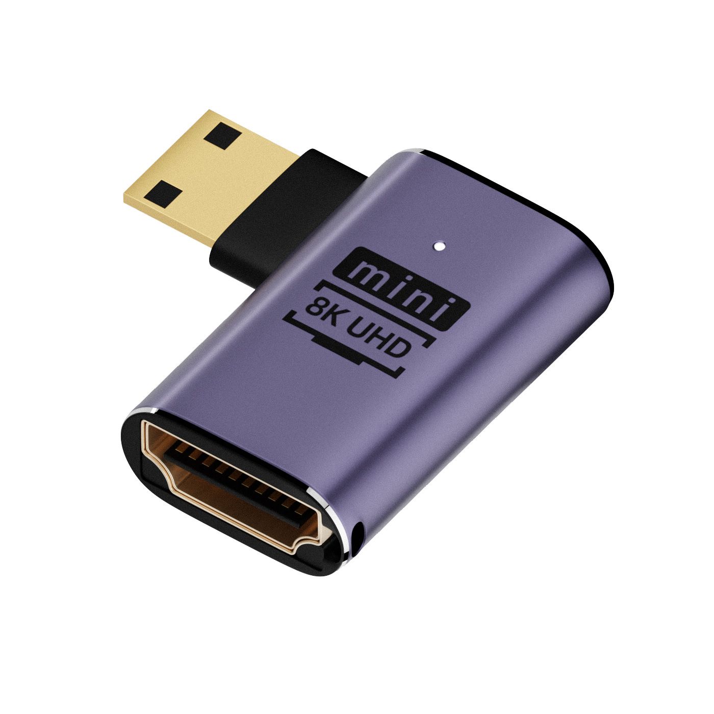 Адаптер переходник GSMIN HP22 Mini HDMI (M) - HDMI (F) 90 градусов 8K UHD (Фиолетовый)