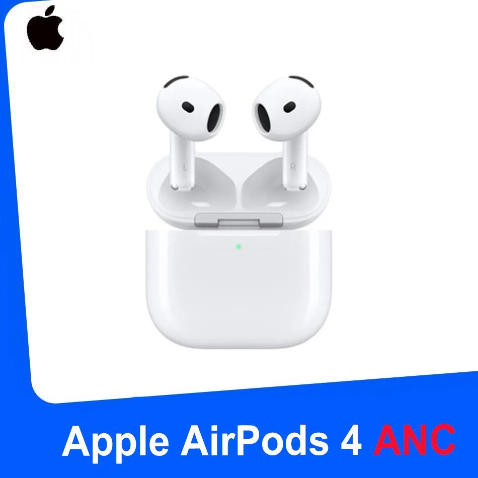 AppleНаушникибеспроводныесмикрофономAppleAirPods4,Bluetooth,USBType-C,белый