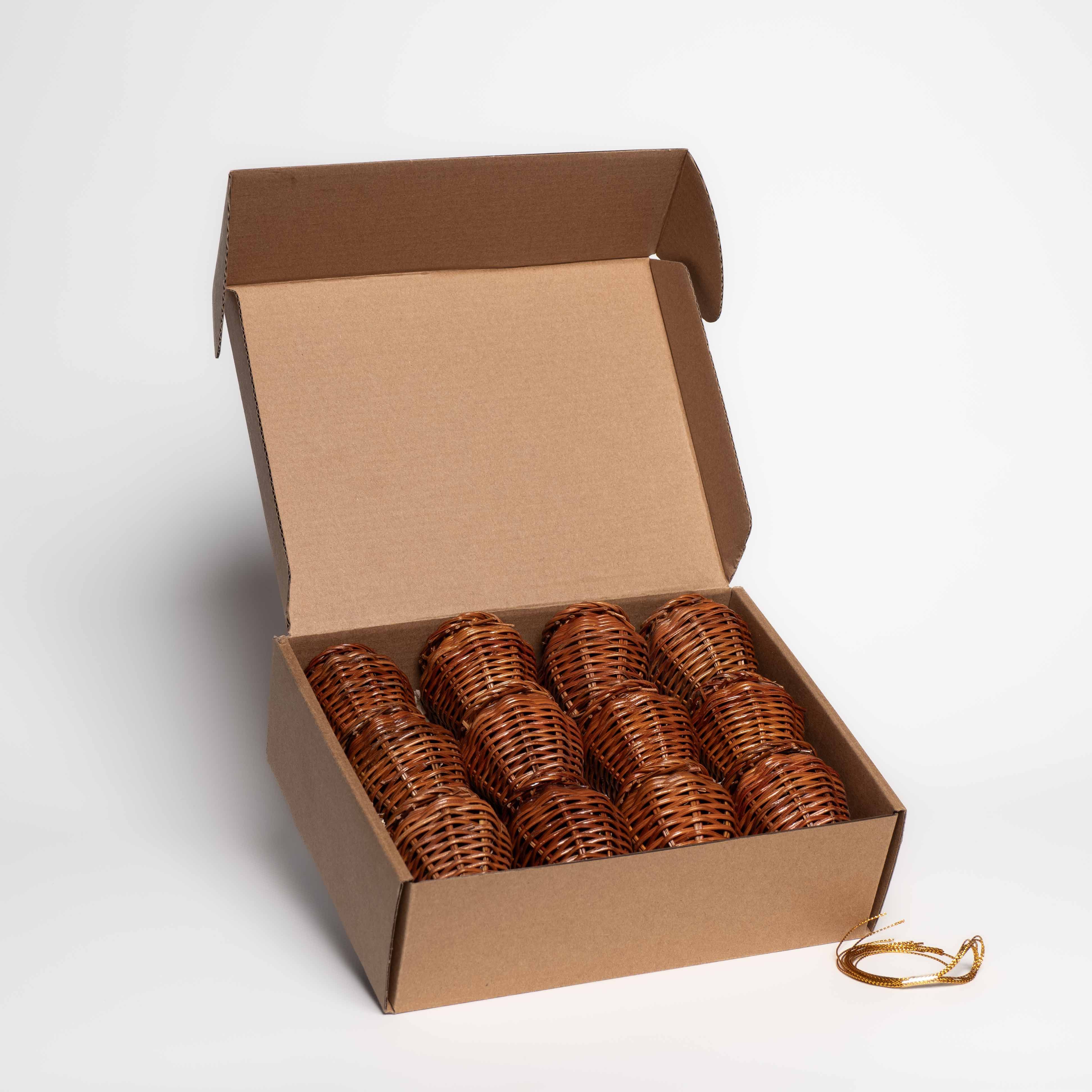 Набор елочных игрушек, плетеные Горшочки (12 шт)