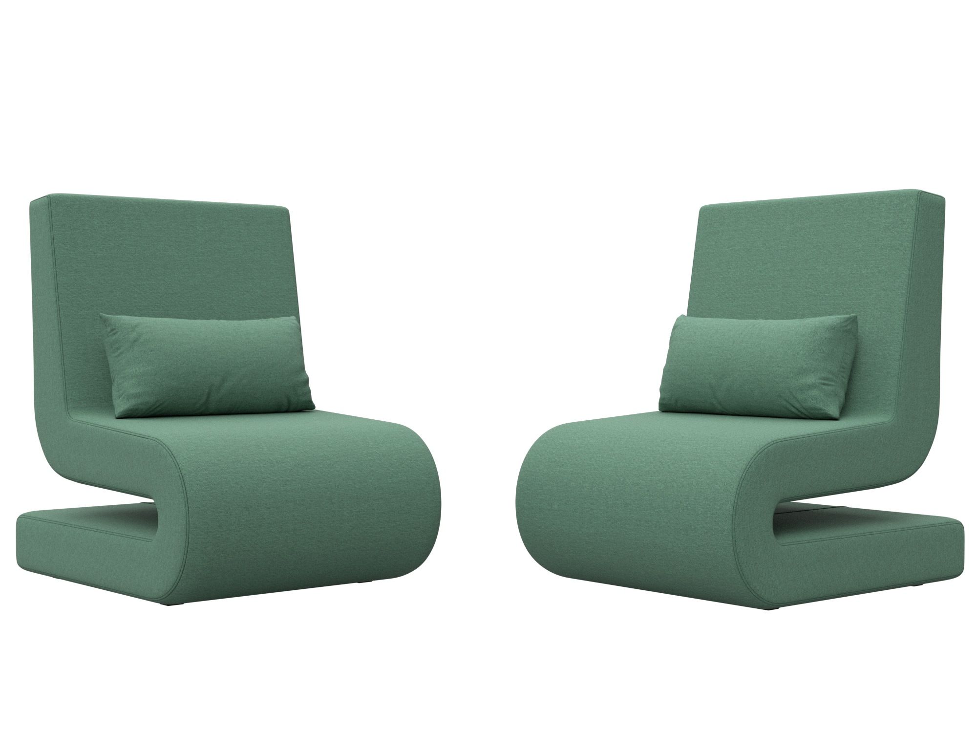 Кресло Волна (2 шт.), рогожка, механизм нераскладной, Амур зеленый, 65x77x78см. Хит Диванов