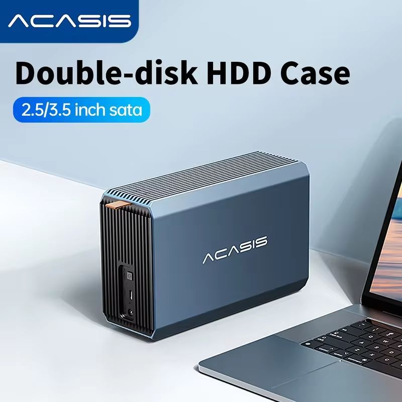 Корпус для жесткого диска Acasis EC-7352 USB-C с двумя отсеками 2,5 / 3,5 дюйма SATA HDD, SSD с матричным корпусом с Dip-переключателем режима 4 RAID