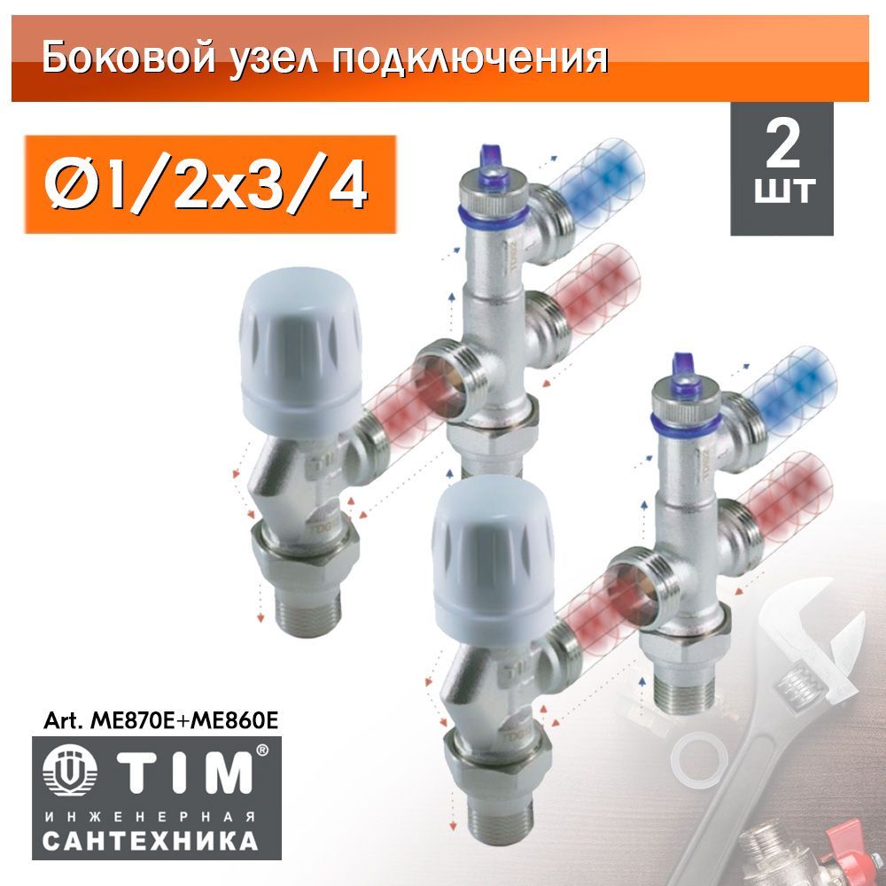 Узлы подключения радиатора для двухтрубных систем TIM ME870E+ME860E