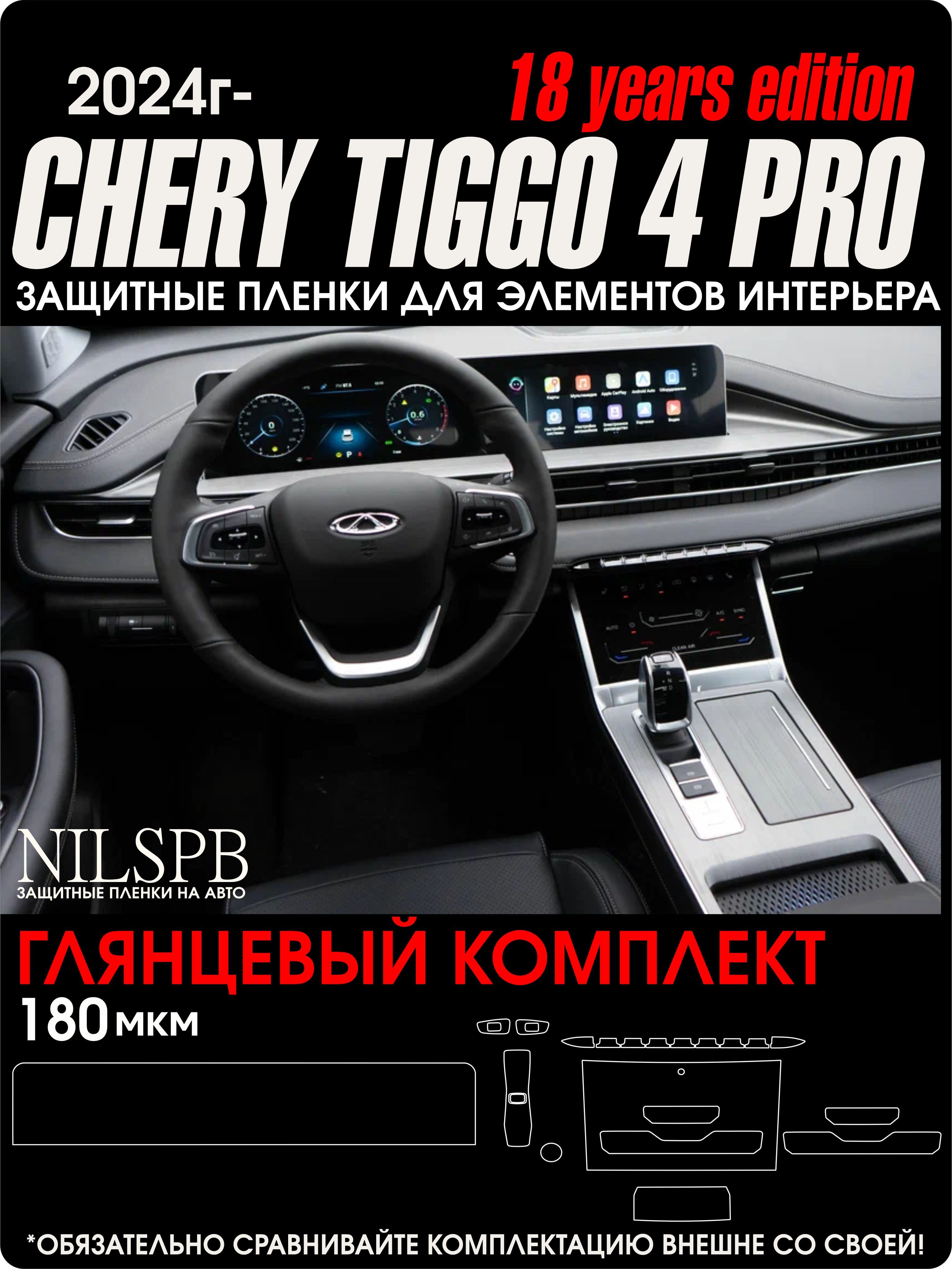 CheryTiggo4Pro2024/18yearsedition/КомплектглянцевыхзащитныхпленокдляинтерьераЧериТигго4продисплейГУ/климатикнопки