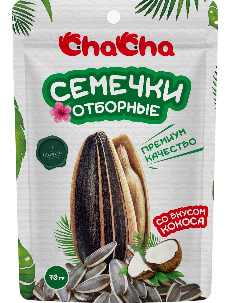 Семечки ChaCha подсолнечника отборные, жареные со вкусом кокоса 70 г