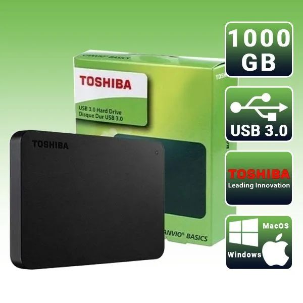 ToshibaCanvioBasicsПортативныйвнешнийжесткийдиск1ТБUSB3.0,черный