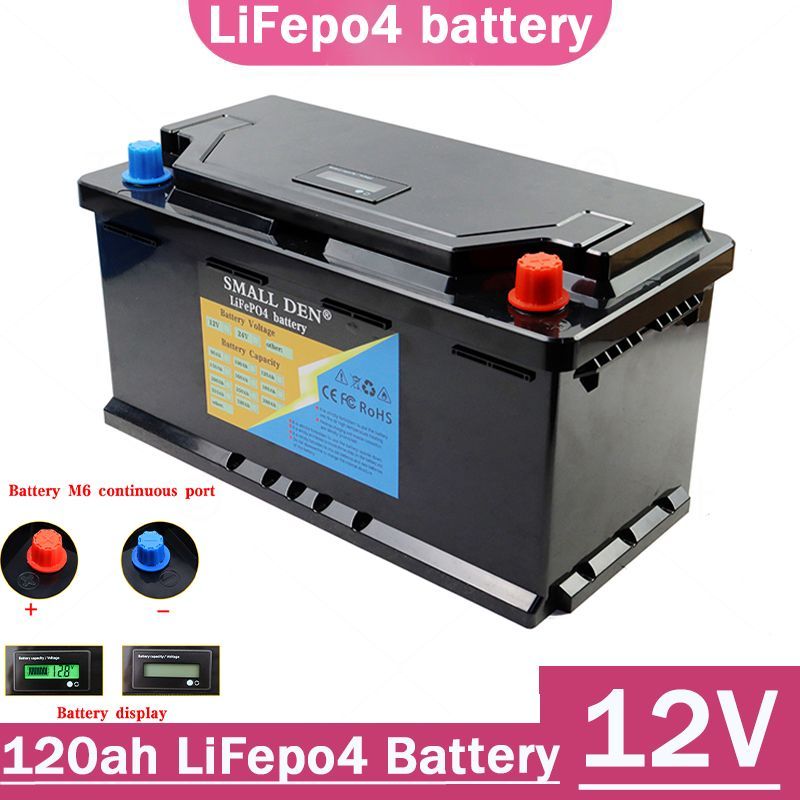 Новыйаккумулятор12V120AHLiFePo4имеетвстроеннуюбатареюBMS6000цикловдляхранениясолнечнойэнергиивтрейлере,кемпингере,гольфе,автомобиледлягольфа.