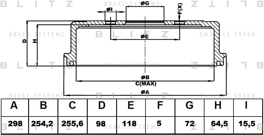 Барабан тормозной Citroen C25/Jumper/Fiat Ducato/Peugeot Boxer,J5 81-02