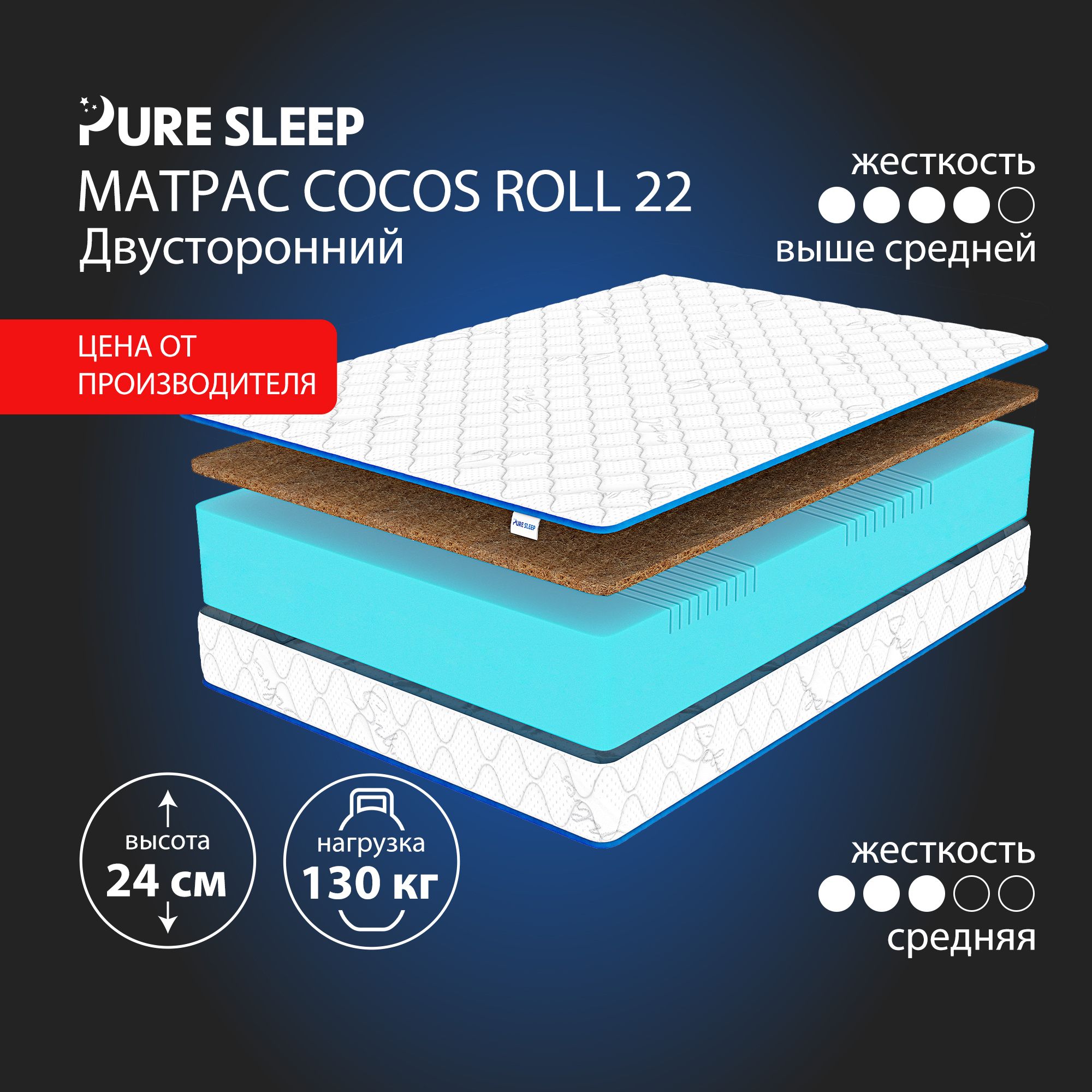 МатрасPureSleepCocosRoll2290х200