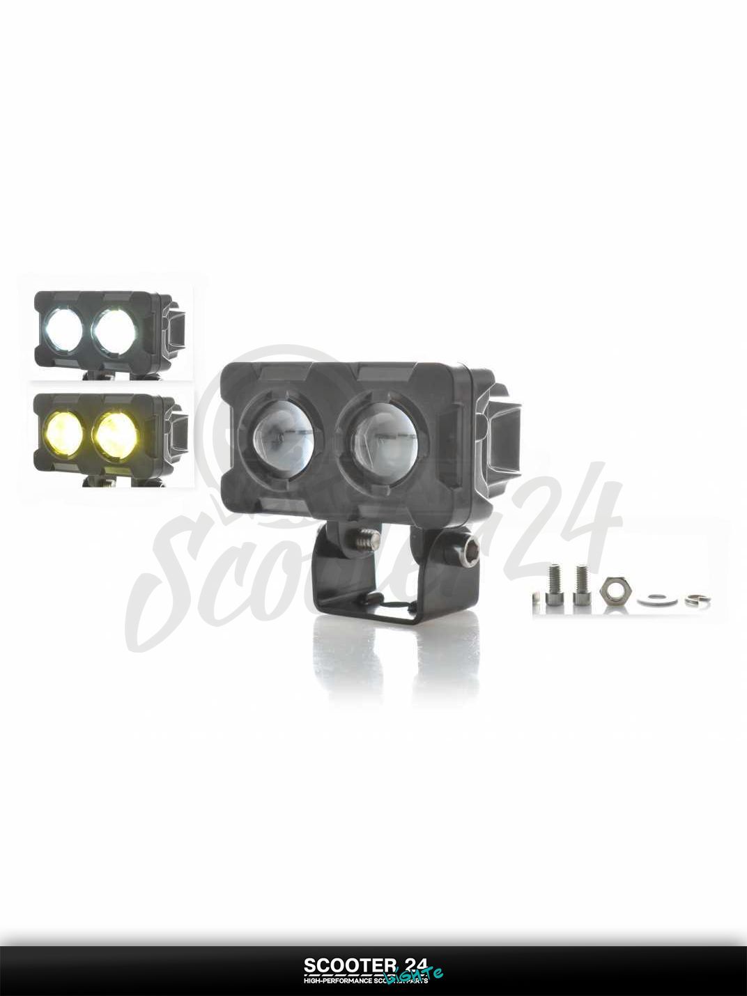 Фара дополнительная диодная на мотоцикл и другую мототехнику, прямоугольная 70 38, две линзы #S25 9Z1