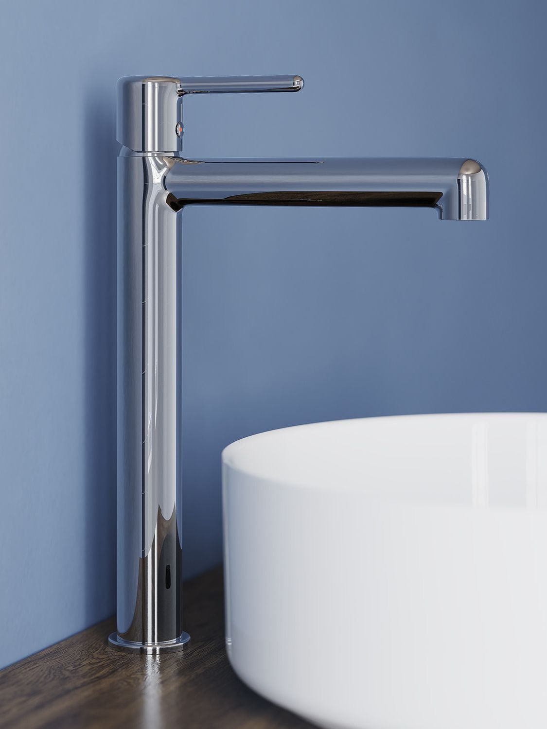 Фото товара на маркетплейсе ozon Высокий смеситель для накладной раковины, глянцевый хром, IDDIS, Aiger, AIGSB01i01