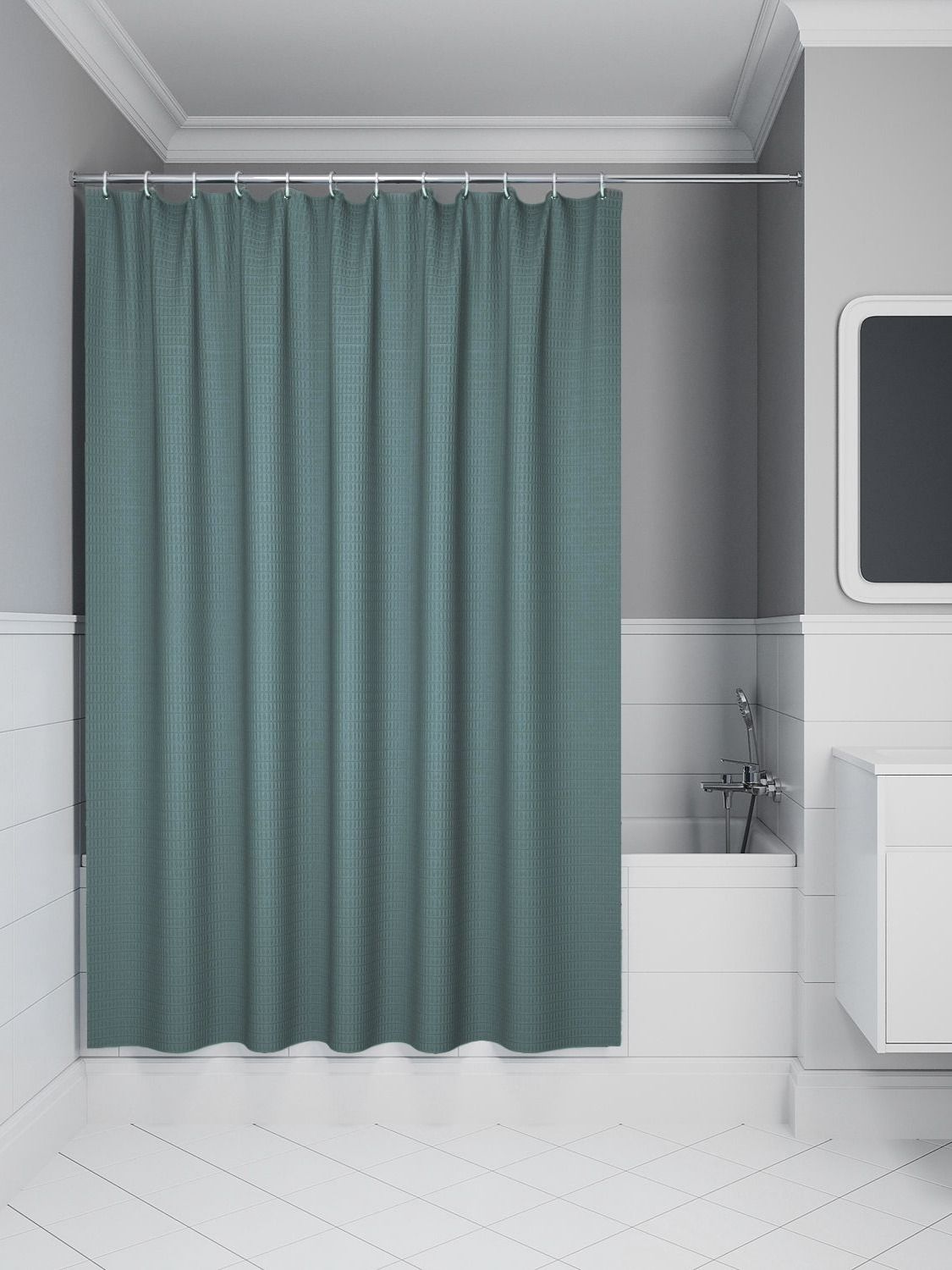 Фото товара на маркетплейсе ozon Штора для ванной комнаты и душа тканевая 180х200 см, водоотталкивающая, без колец, IDDIS, Decor, DW05P18i11