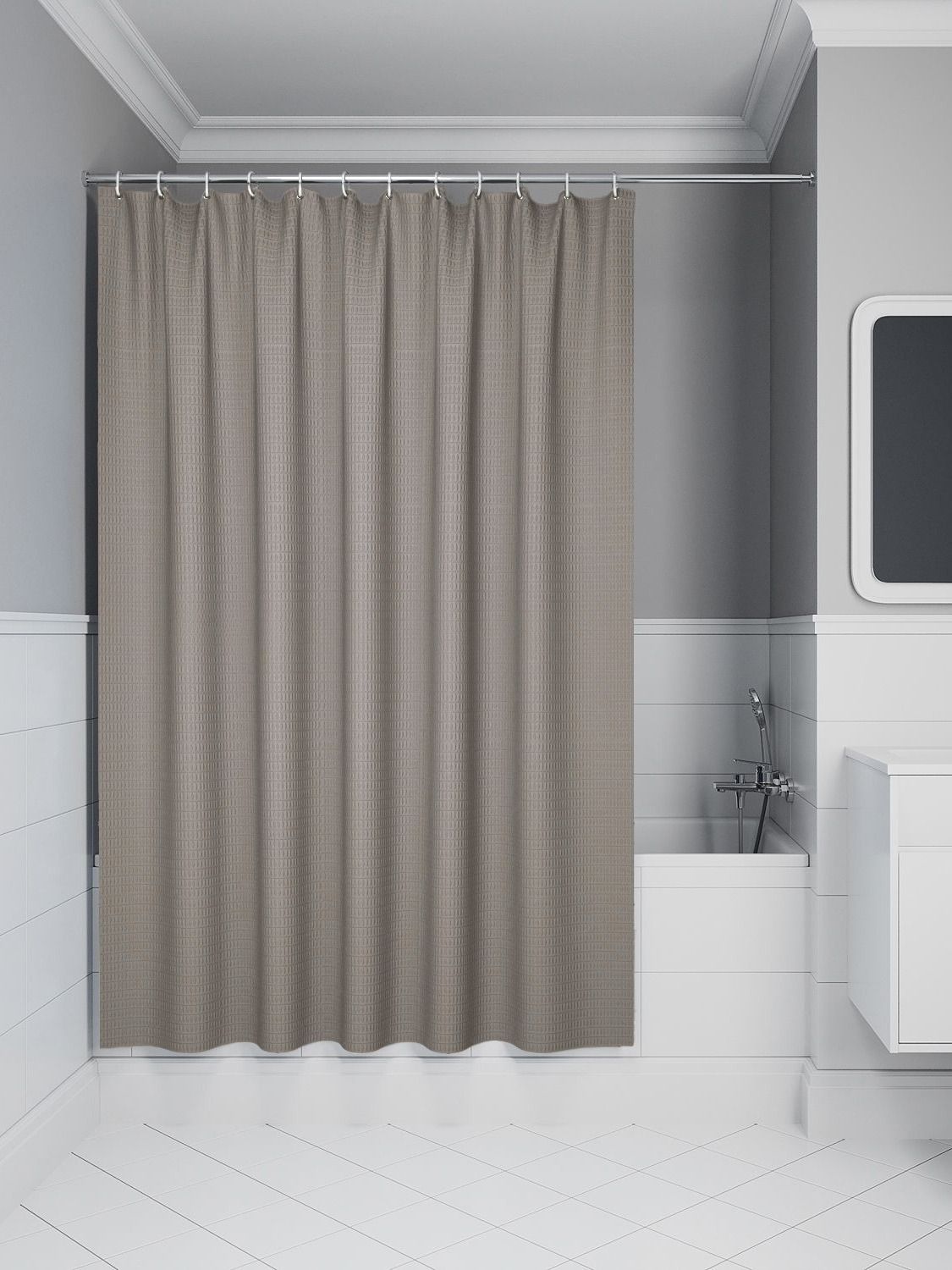 Фото товара на маркетплейсе ozon Штора для ванной комнаты и душа тканевая, 180х200 см, водоотталкивающая, без колец, IDDIS, Decor, DW02P18i11