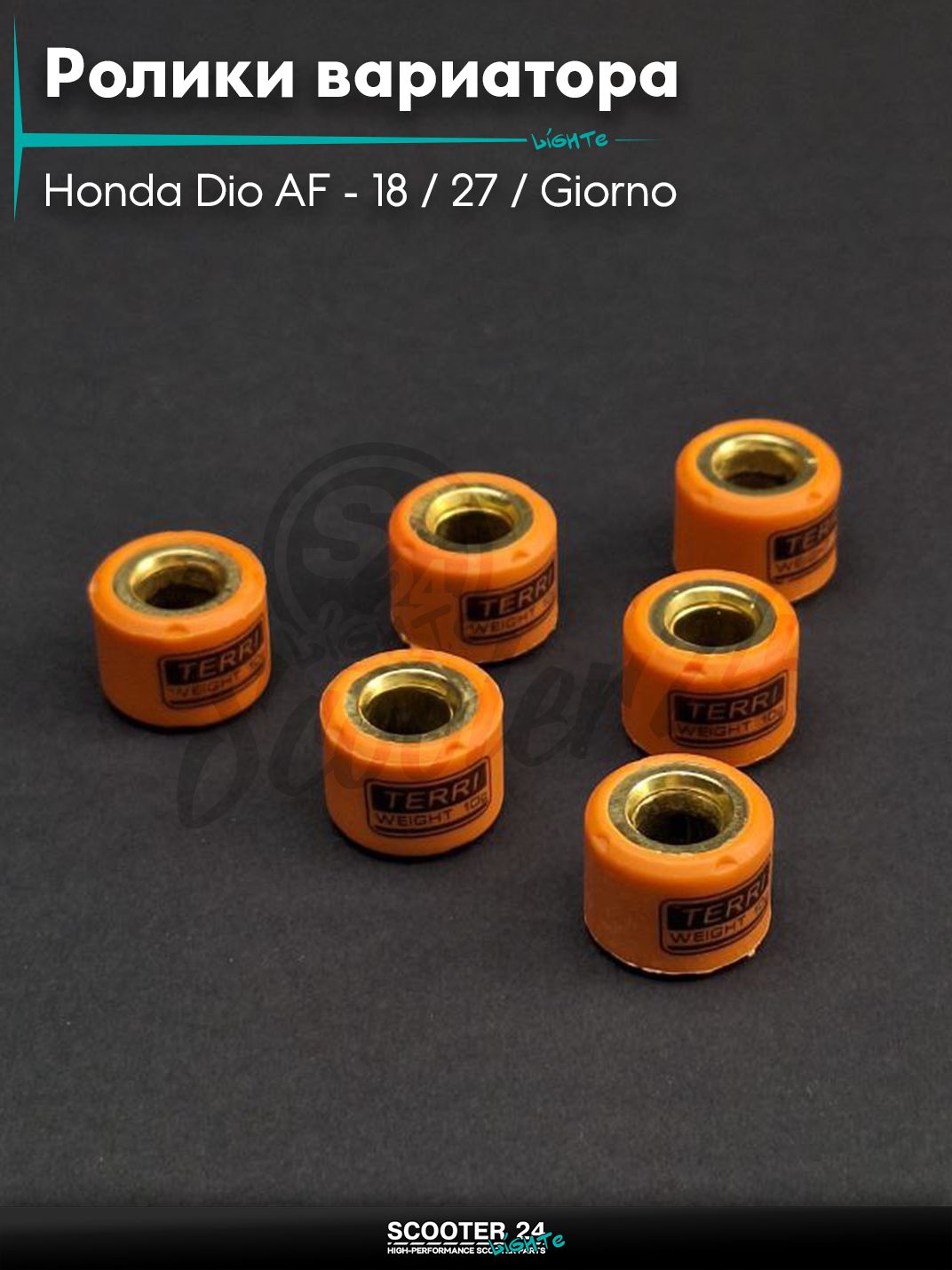 Ролики вариатора на скутер Honda Dio AF - 18 / 27 / Giorno толстый вал / Хонда Дио АФ Джорно и Такт / 139QMB 50 - 80 кубов 16 - 13 10.0 грамм "TERRI"