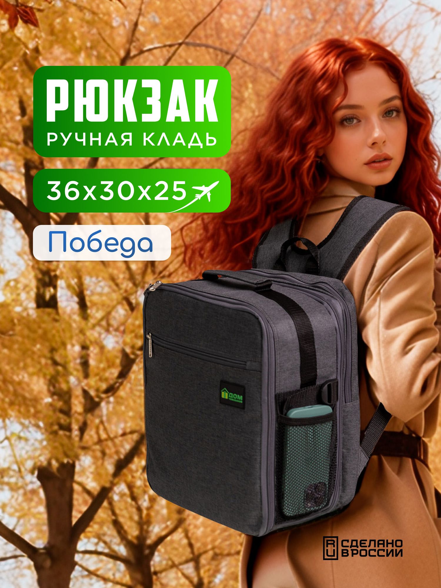 РюкзакСумкаРучнаяКладь36х30х17(25)смПобеда